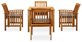 Set mobilier de gradina cu perne, 5 piese, lemn masiv de acacia
