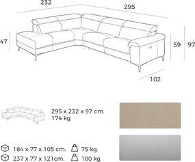 Coltar design LUX cu sezlong stanga, functia relax Serena AC-5320-L