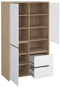 Vitrină albă-în culoare naturală cu aspect de lemn de stejar 100x170x48 cm Next – Tvilum