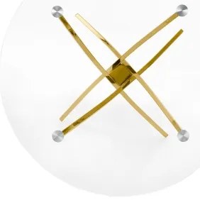 Masă de dining ESTEN, blat din sticlă transparentă/cadru auriu