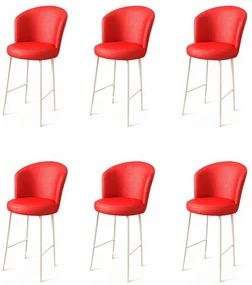 Set de scaune de bar Uras Red and White, 6 buc., 6 buc.