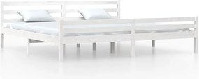 vidaXL Cadru de pat, alb, 200x200 cm, lemn masiv de pin
