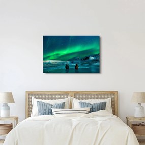 Tablou cu oameni la Aurora borealis (90x60 cm)