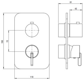 Baterie dus incastrata Deante Silia pentru corp ingropat, titan mat Titan mat