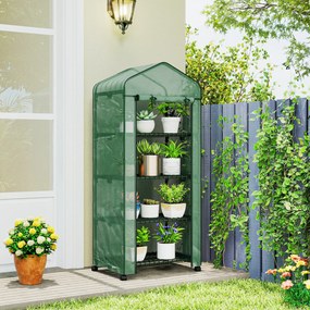 Outsunny Seră Portabilă, Seră pentru Flori și Plante pentru Exterior cu 4 Rafturi, Prelată PE, Verde | Aosom Romania