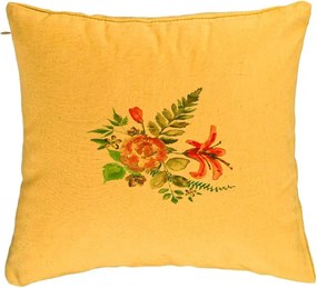 Perna Decorativa, Model Florale, 40x40 cm, Galben, Husa Detasabila, Perna Inclusa, BEKZ®