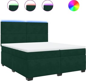vidaXL Pat box spring cu saltea, verde închis, 200x200 cm, catifea