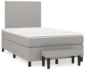 vidaXL Pat box spring cu saltea, gri deschis, 120x190 cm, textil