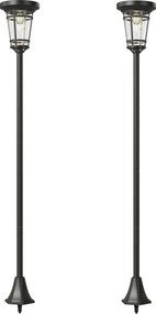 Outsunny Felinar solar set 2 buc. Lampă de podea reglabilă 180 cm cu 2 moduri de luminozitate, senzor de lumină, comutator, IP44 | Aosom Romania