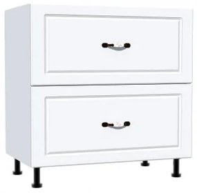 Corp inferior 80 cu 2 sertare metalice pentru greutate Zebra MDF alb drept