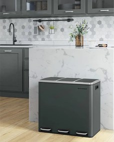 Coș de reciclare SORT 54 l (3×18 l), antracit/argintiu SongmicsHome