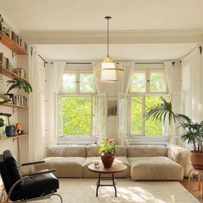 Lustră pe cablu Immax 08256L PINCHOS 1xE27/40W/230V d. 40 cm bambus