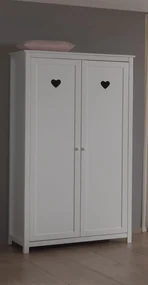 Dulap AMORI cu 2 Uși, Alb, Stil Romantic – Vipack