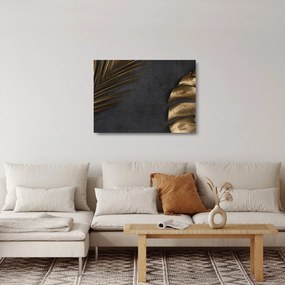 Tablou pe sticlă cu frunze aurii (70x50 cm)