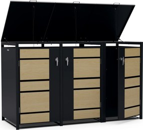 Blumfeldt BinSafe, coș de gunoi, 3 coșuri de gunoi, 240 l, cu încuietoare, din oțel galvanizat rezistent la intemperii