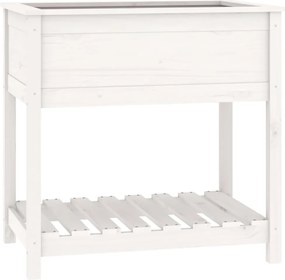 vidaXL Jardinieră cu raft, alb, 82,5x54x81 cm, lemn masiv de pin