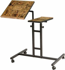 Birou pentru laptop GLEN 732, nuc/negru, PAL melaminat/metal, 67x46x87