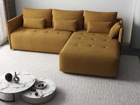 Colțar extensibil dumonde cu ladă de depozitare si sezut confortabil din spuma high-density, Malta Zoom Mustar 235x185 cm