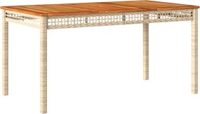 vidaXL Masă de grădină, bej, 140x80x75 cm, poliratan și lemn acacia