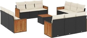 vidaXL Set mobilier de grădină cu perne, 13 piese, negru, poliratan