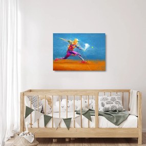 Tablou pe sticlă - Jucător de tenis pictat (70x50 cm)