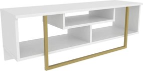 Comoda ASAL 120, alb/auriu, PAL melaminat, 120x35x40 cm