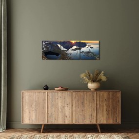 Tablou - Peisaj montan, Norvegia (cu ceas) (90x30 cm)