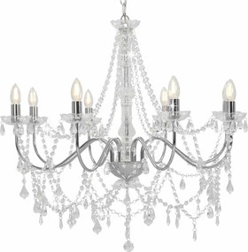 vidaXL Candelabru cu mărgele, argintiu, 8 becuri E14