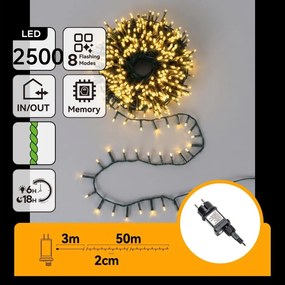 Aigostar - Ghirlandă LED de Crăciun pentru exterior 2500 LED/8 funcții 53 m IP44 alb cald