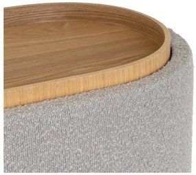 Taburet gri deschis cu tapițerie din țesătură bouclé – Casa Selección