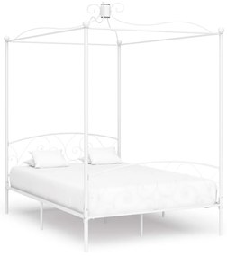 284470 vidaXL Cadru de pat cu baldachin, alb, 120 x 200 cm, metal