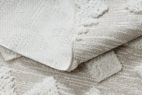 Covor ECO SISAL MOROC 22319 romburi boho franjuri - structural bej / cremă