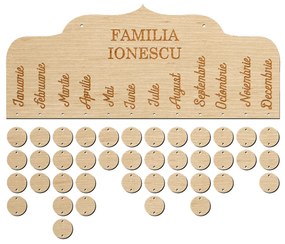 Calendar Evenimente din Lemn, cu Gravura Personalizata, 41x17 cm