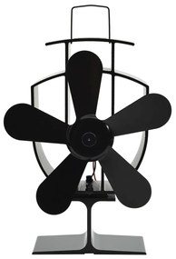 51238 vidaXL Ventilator de sobă cu alimentare termică, 5 palete, negru