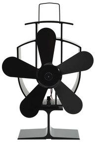 vidaXL Ventilator de sobă cu alimentare termică, 5 palete, negru