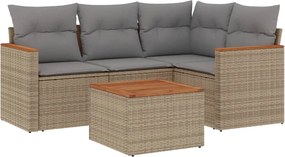 vidaXL Set canapele de grădină cu perne, 5 piese, bej, poliratan