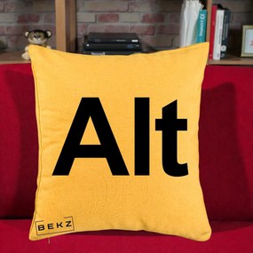 Perna Personalizata Tasta Alt Tipografie Bold, 40x40 cm, Galben, Husa Detasabila, Perna Inclusa, BEKZ®