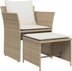 vidaXL Scaun de grădină cu taburet, bej, poliratan