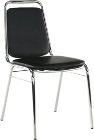 Scaun ZEKI, negru, piele ecologica/metal, 45x58x82 cm