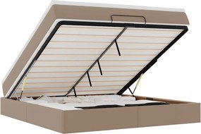 vidaXL Cadru de pat otoman cu saltea Cappucino piele artificială