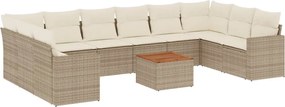 vidaXL Set canapele de grădină cu perne, 11 piese, bej, poliratan