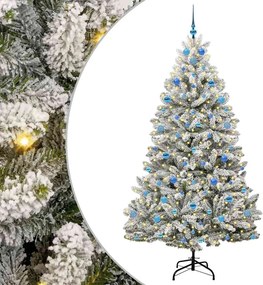 vidaXL Brad de Crăciun artificial Verde și alb 210 cm PVC și Metal