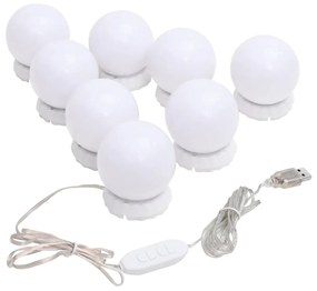 Lampa de oglinda cu 8 becuri LED alb cald si alb rece