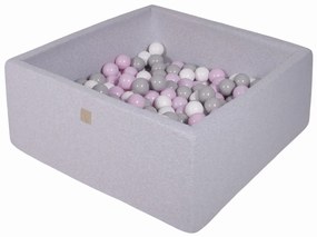 Piscina uscata cu 200 de bile (roz pastel, gri, alb) MeowBaby  , 90x90x40 cm, Gri