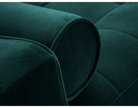 Colțar extensibil din catifea cu șezlong stânga Milo Casa Santo, verde petrol