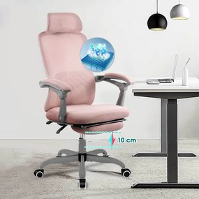 Scaun ergonomic OFF 430 roz, spătar mesh și reglaj pe înălțime