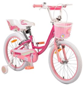 Bicicleta pentru copii NOVOKIDS Fashion Bike, Roti 20" inch, Maxim 40 kg, Cadru din otel, Roti ajutatoare detasabile, Ghidon reglabil pe inaltime, Roz