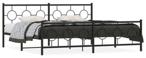 376250 vidaXL Cadru pat metalic cu tăblii de cap/picioare, negru, 193x203 cm