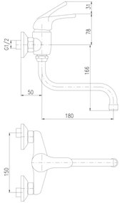 RAV Slezák SAJ001.5/21 - Baterie pentru lavoar JUNIOR roșie/albastră/galbenă
