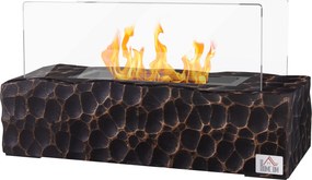 HOMCOM Șemineu cu Blat din Beton, Capac, Deflector din Sticlă Securizată și Rezervor de 0,15L, 33x16x18 cm, Negru | Aosom Romania